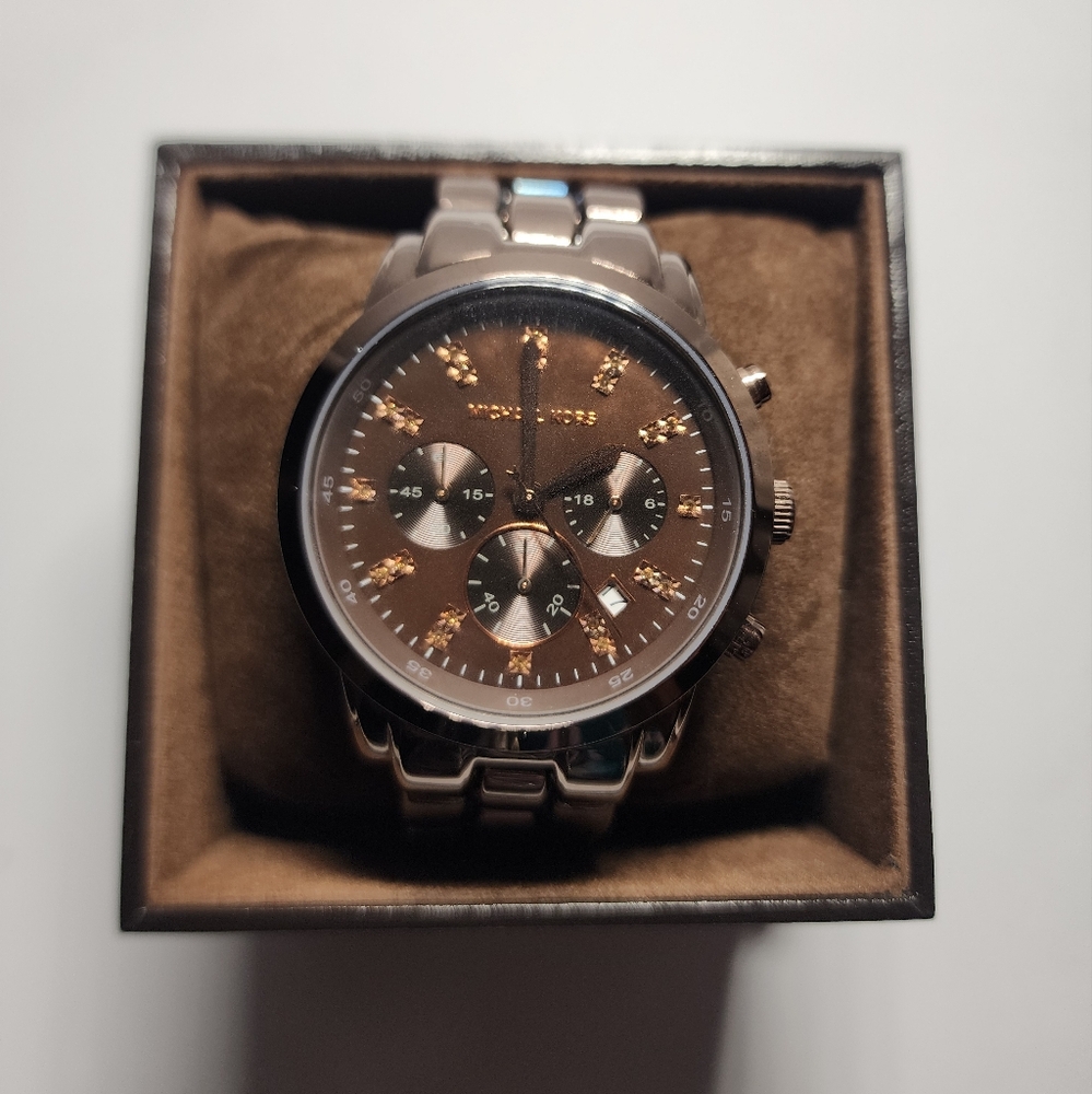 Michael Kors Silver and Brown Watch
